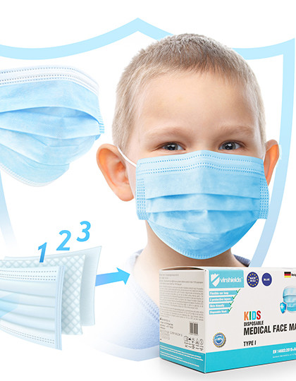 Medical Face Mask Typ I - Kids (Pack of 50) Virshields® VS001K - Health, Care & Wellness