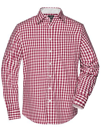 Men´s Checked Shirt James&Nicholson JN617 - Z długim rękawem