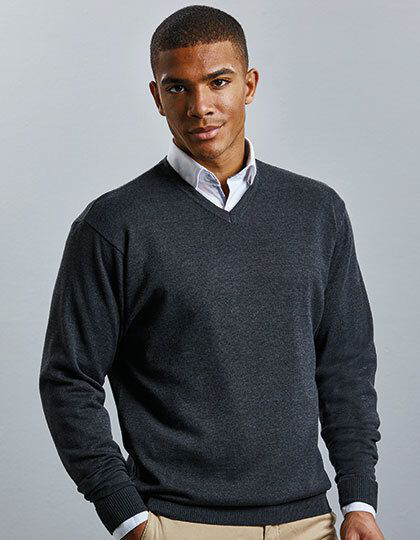 Men´s V-Neck Knitted Pullover Russell Collection R-710M-0 - Swetry męskie