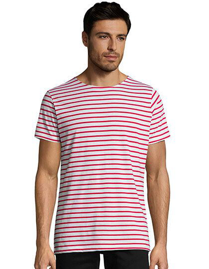 Men´s Round Neck Striped T-Shirt Miles SOL´S 01398 - Z krótkim rękawem