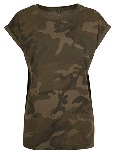 Ladies Camo Extended Shoulder Camo Tee Build Your Brand BY112 - Koszulki damskie