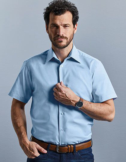 Men´s Short Sleeve Tailored Oxford Shirt Russell Collection R-923M-0 - Z krótkim rękawem