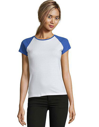 Women´s Raglan Colour-T Milky SOL´S 11195 - Z kolorowymi rękawami