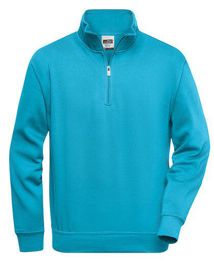 Workwear Half Zip Sweat James&Nicholson JN831 - Z krótkim rękawem