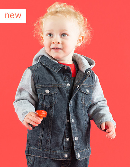 Denim Jacket With Fleece Hood And Sleeves Larkwood LW750 - Kurtki