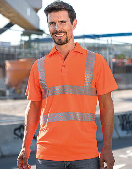 Hi-Vis Broken Reflective Premium Polo Shirt Manchester Korntex KXBRP - Robocza