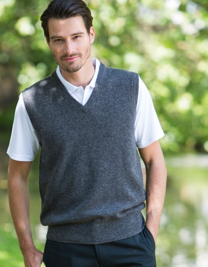 Lambswool V-Neck Sleeveless Jumper Henbury H731